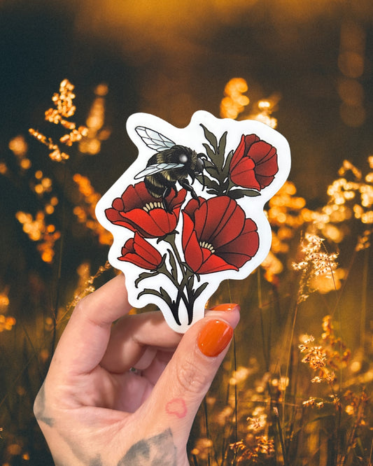 Poppy and Bee Sticker